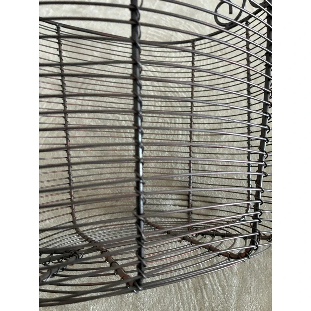 Basket Wire Dark Metal Woven Handle Rustic Decor Storage Farmhouse 18x13x9